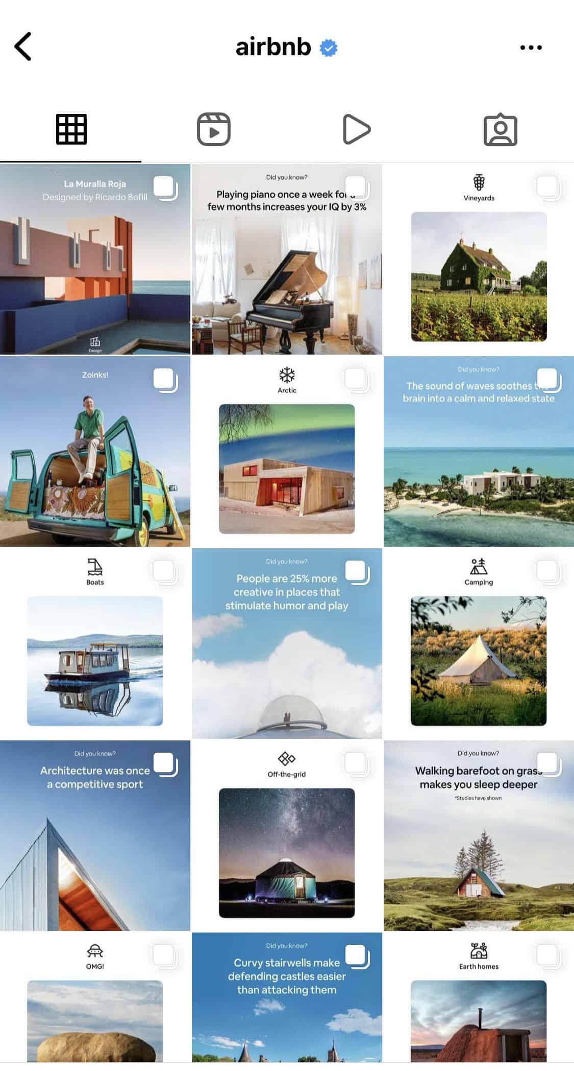 @ aribnb instagram profile of carousels