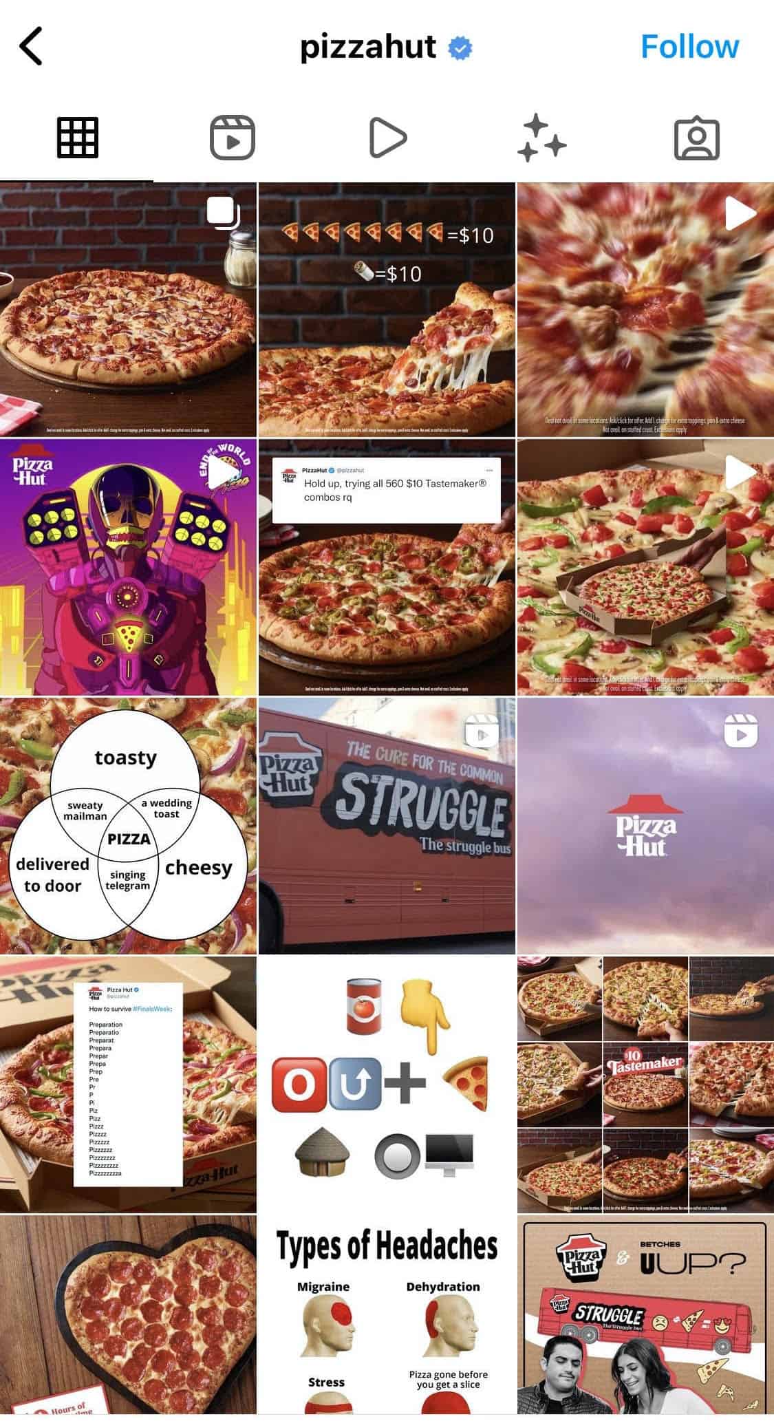 Pizza hut Instagram