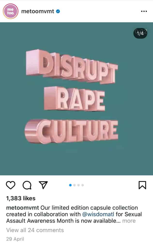 MeToo movement Instagram post
