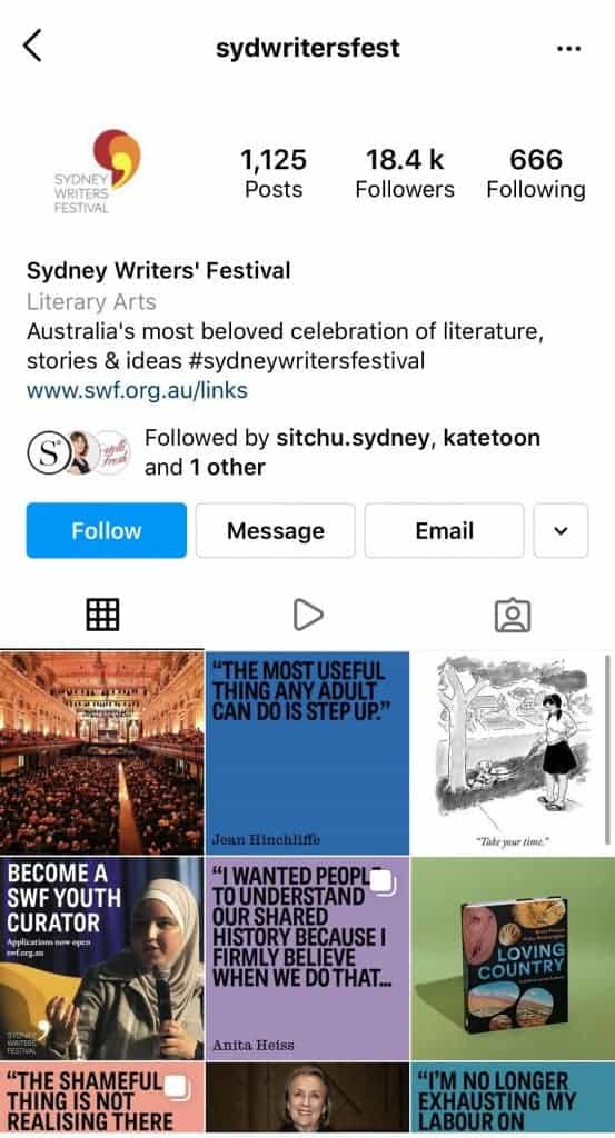 SWF Instagram profile