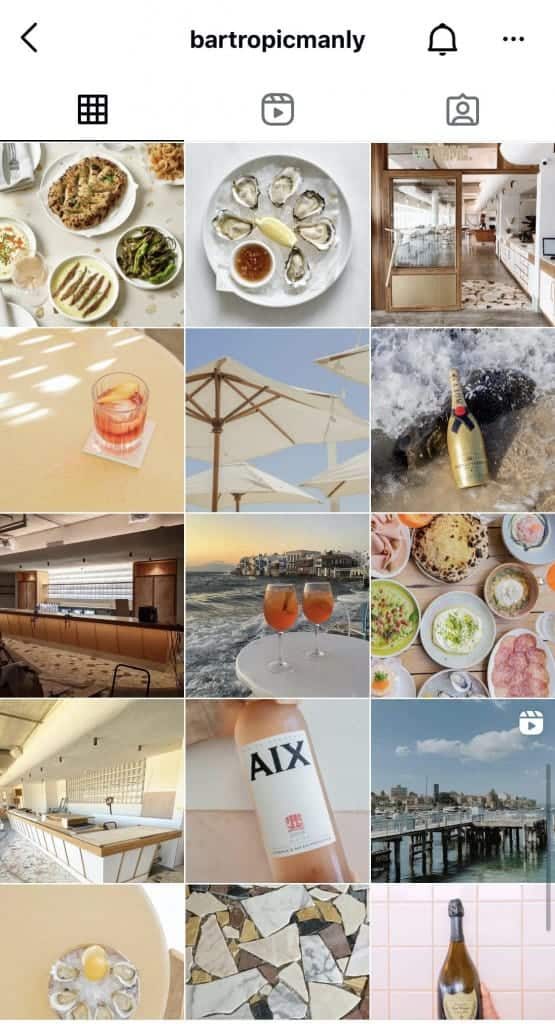 Bar Tropic's Instagram grid