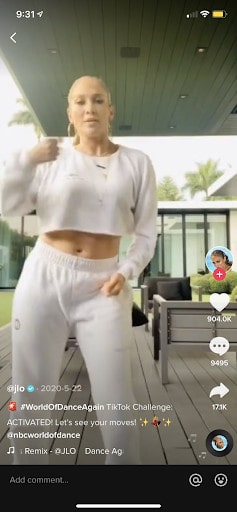 JLO dancing on TikTok