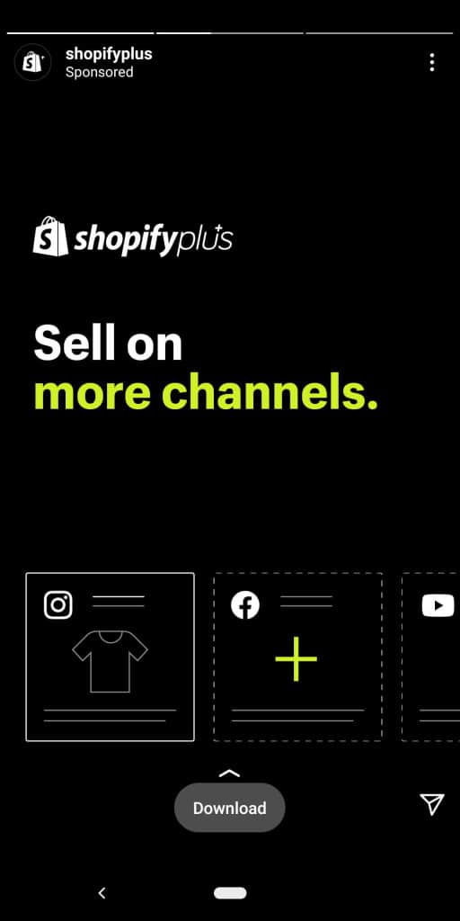 Shopify Swipe up lead generation story