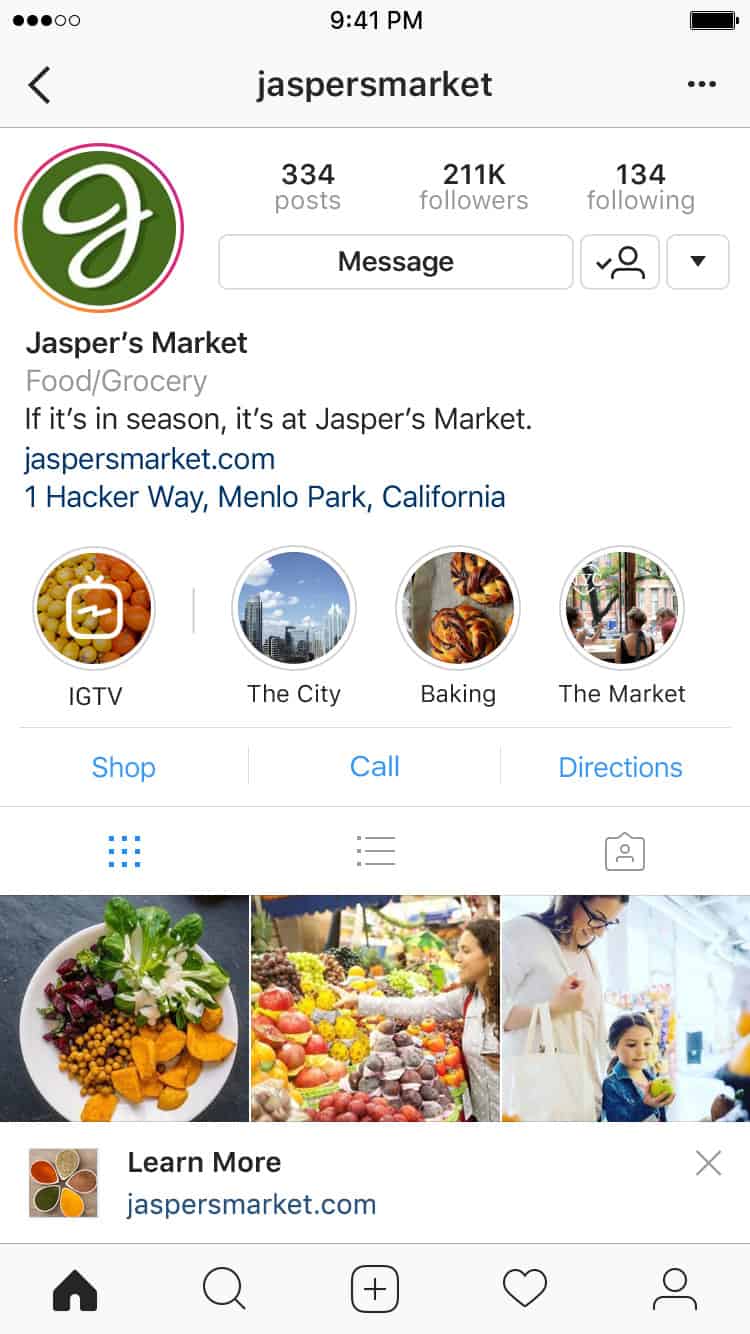 Instagram profile picture example. 