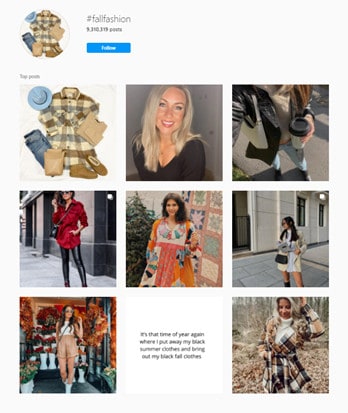 Results of hashtag fall fashion