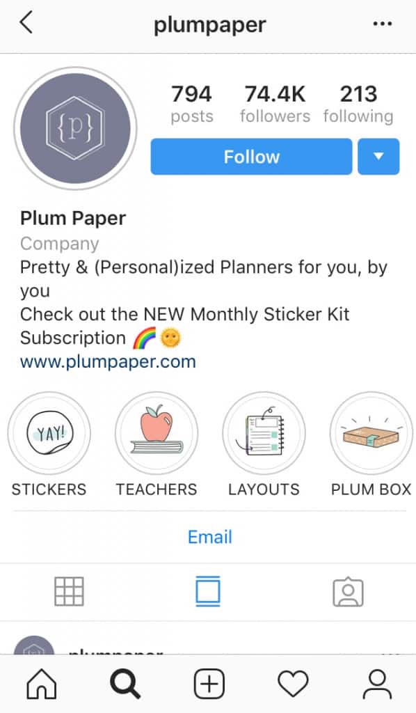 Plum Paper - examples of e-commerce brands using Instagram Stories - Sked Social