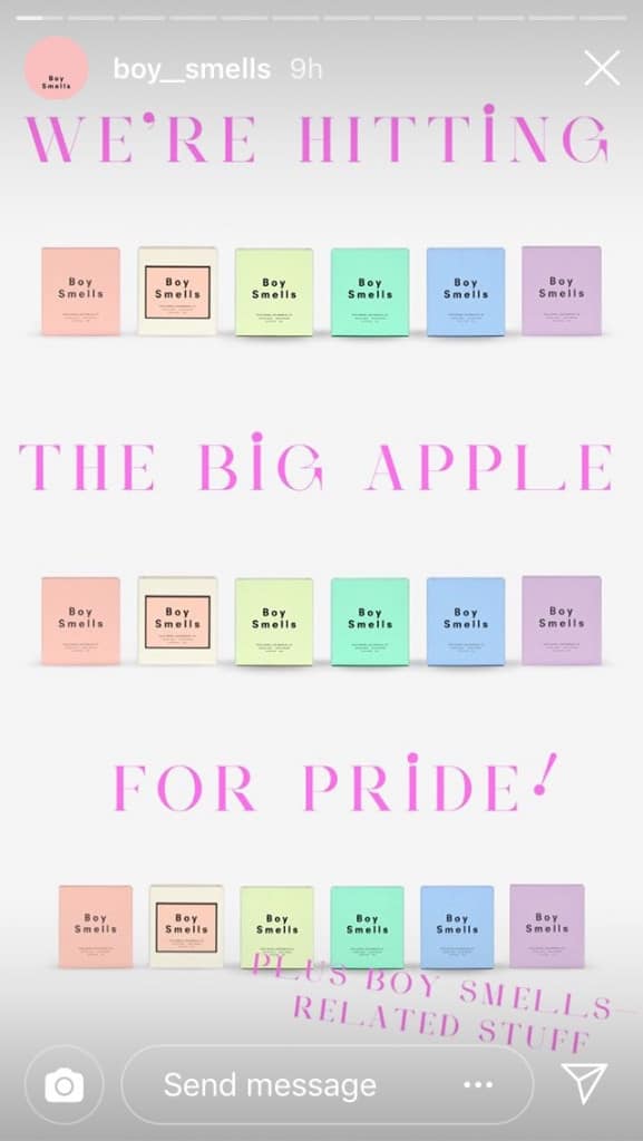 Boy Smells -  examples of e-commerce brands using Instagram Stories - Sked Social