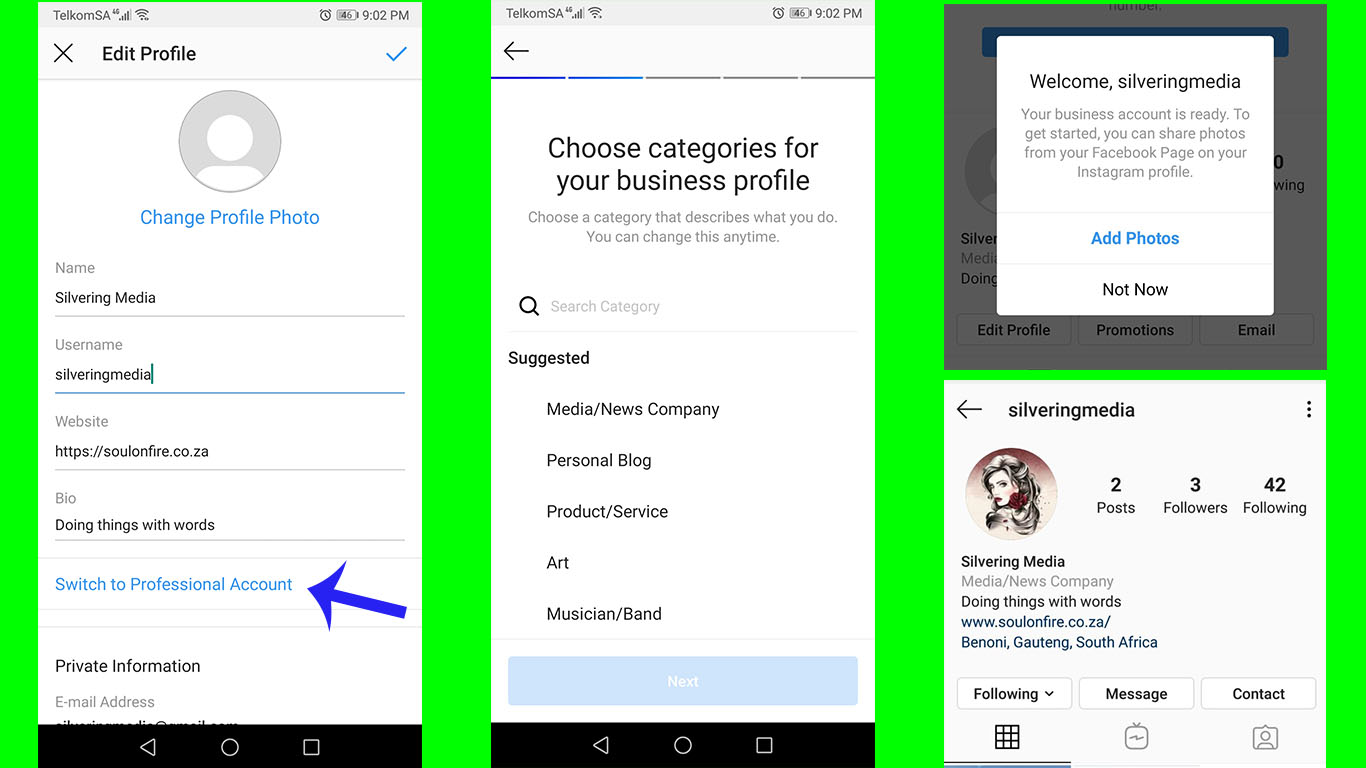 How to switch a personal Instagram account to a professional account