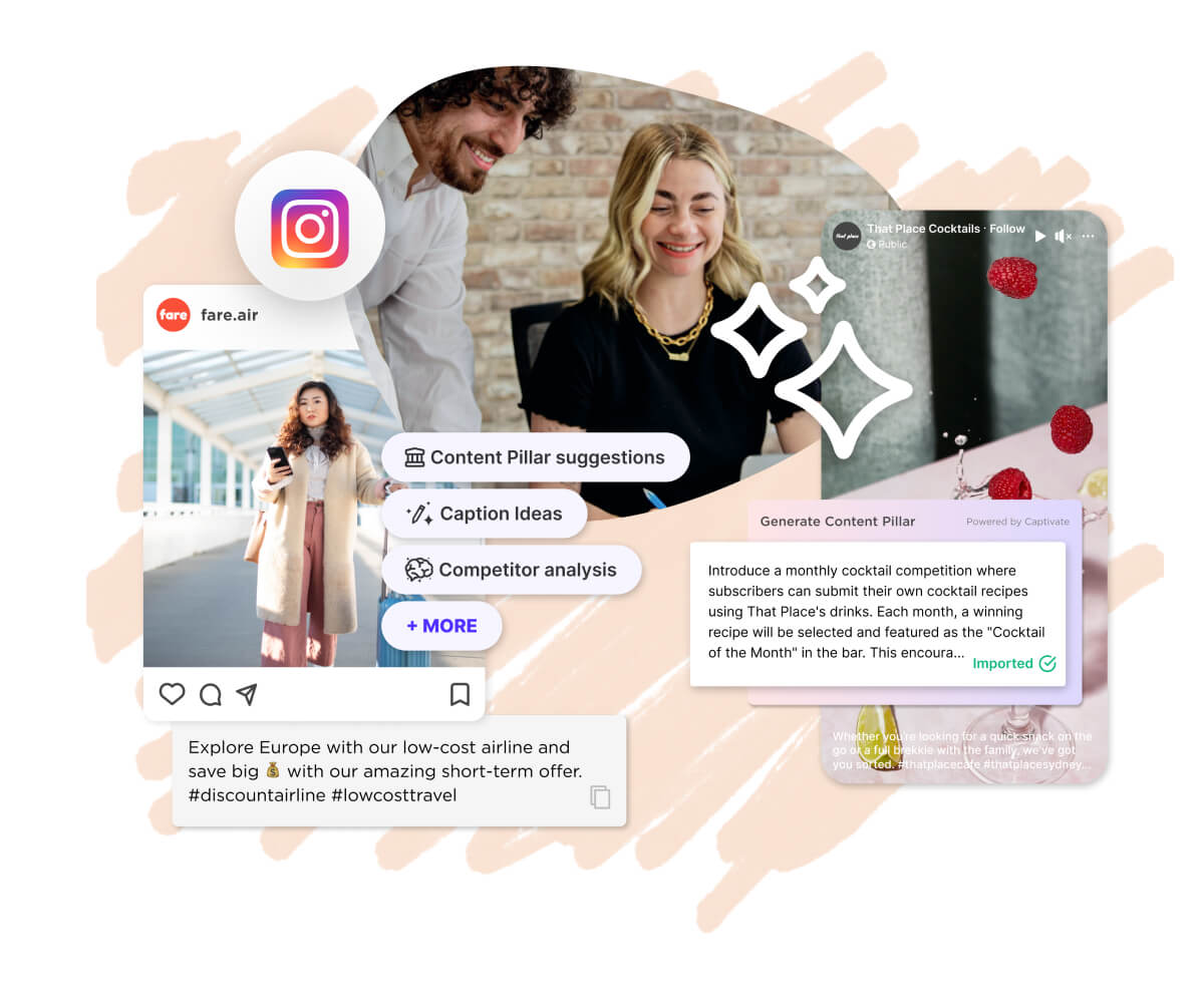 Sked Social's AI tools that help you ideate, create and analyze