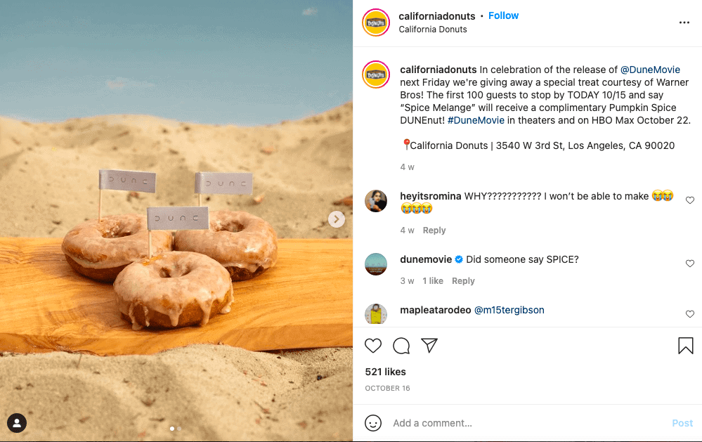 California Donuts with a picture of three donuts at the beach