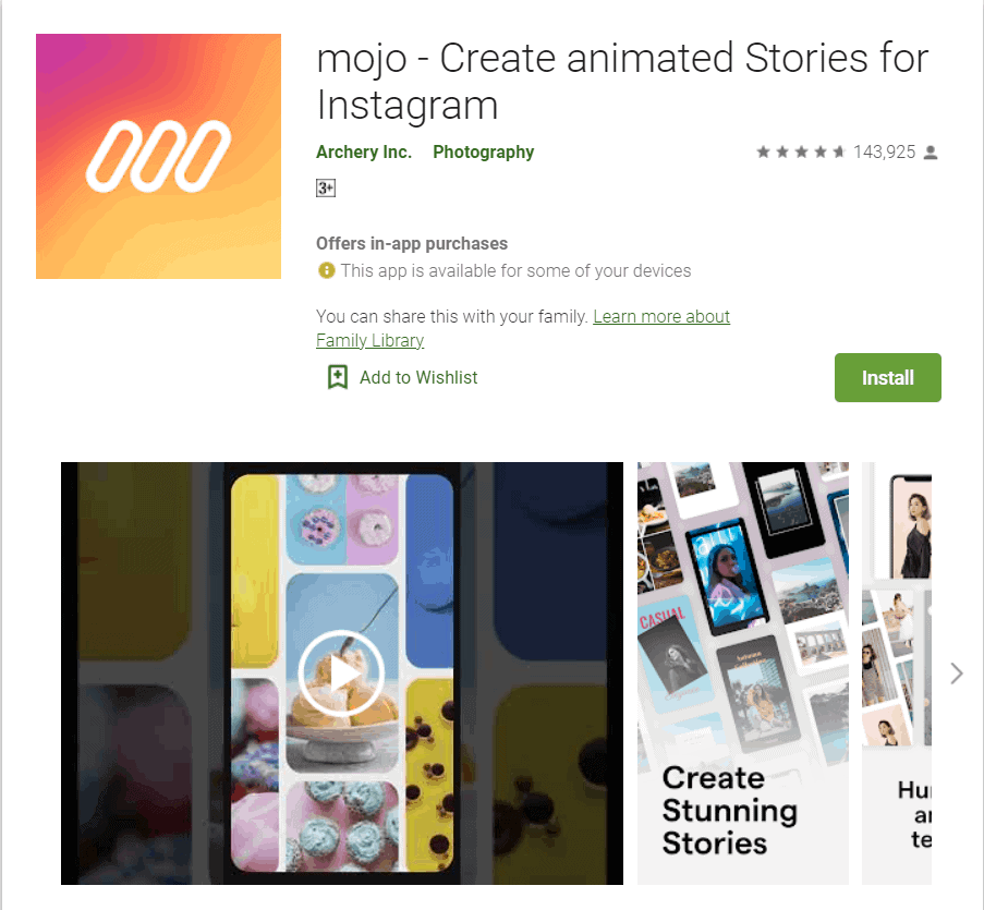 Mojo animated stories for instagram