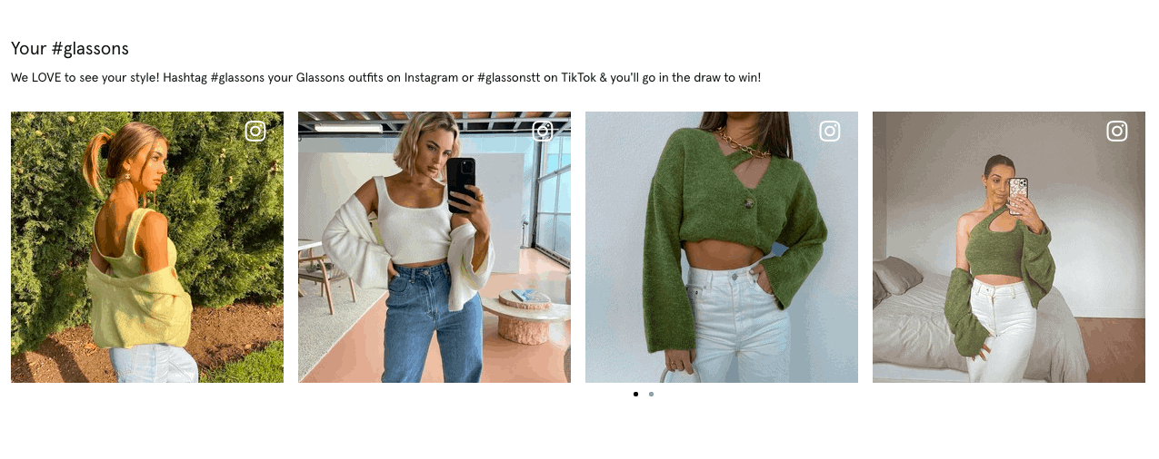 Four UGC posts of women showing off their Glassons outfits