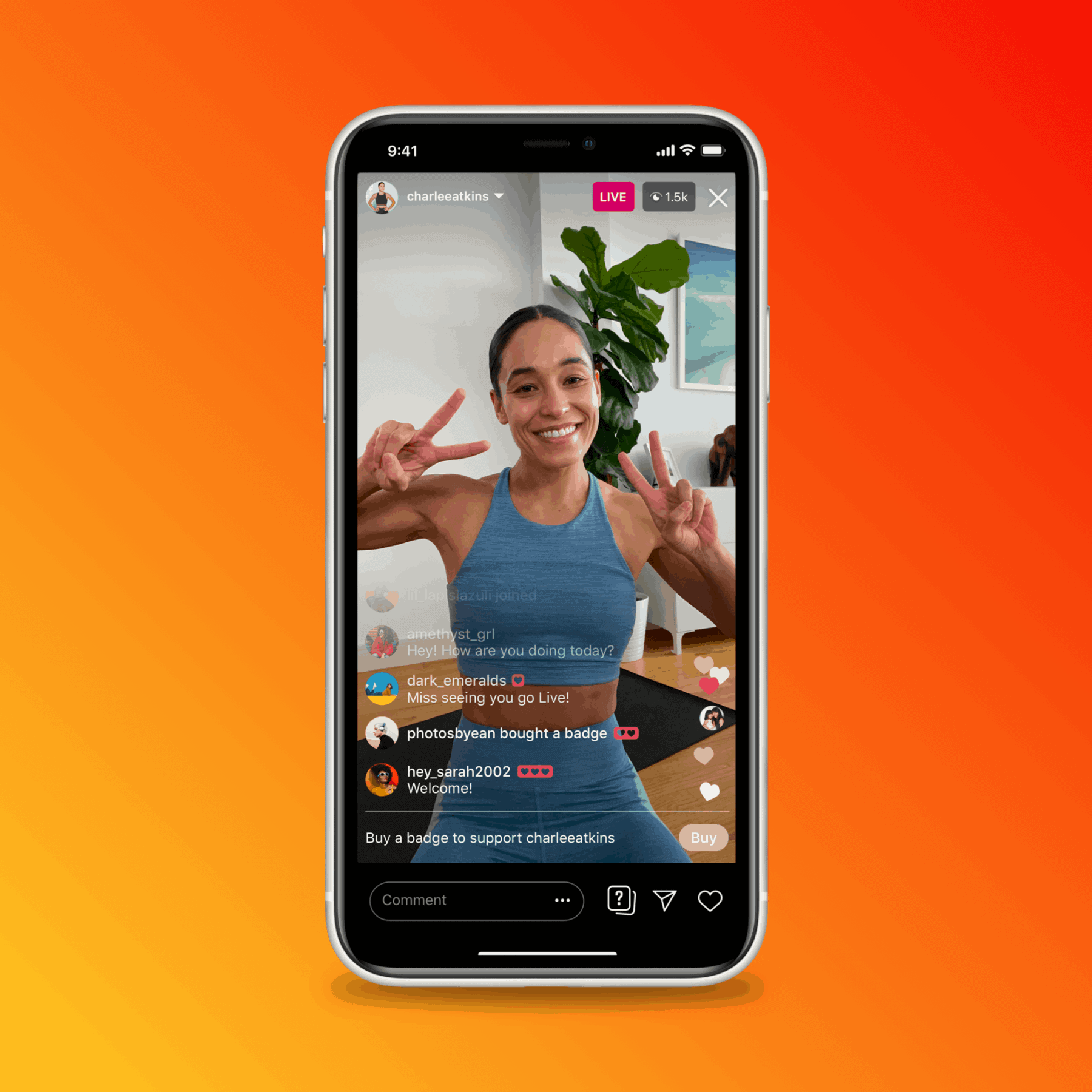 Instagram live badges example.