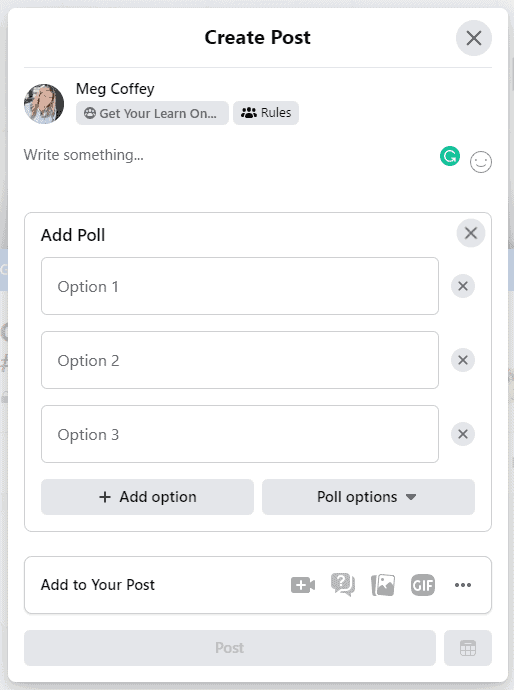 How to create a poll in a Facebook Group