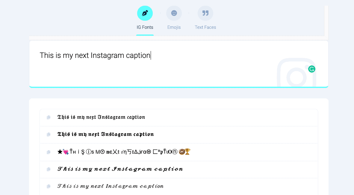 Instagram fonts generator example 2.