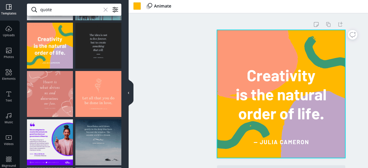 Screenshot of a quote creator.