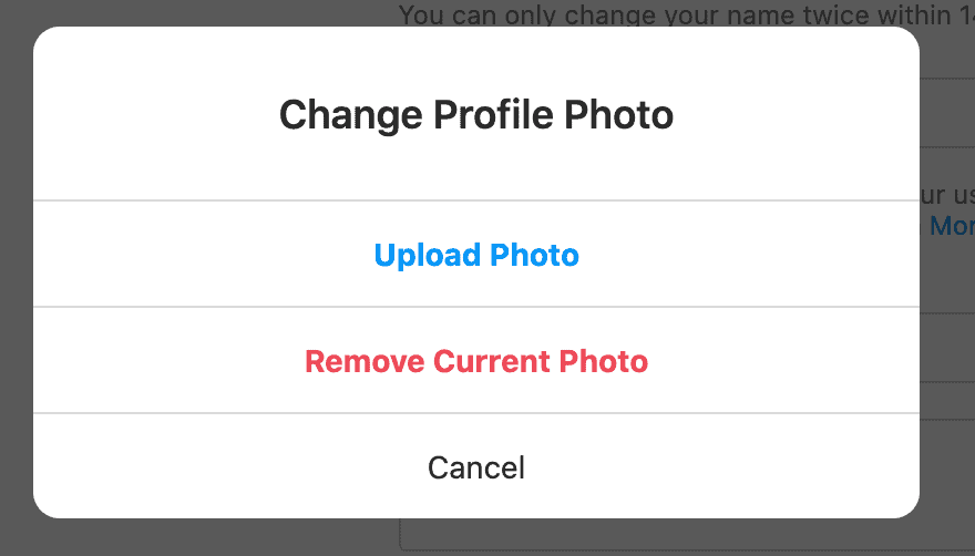 The final step when updating the profile picture.