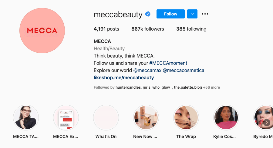 Mecca Instagram bio