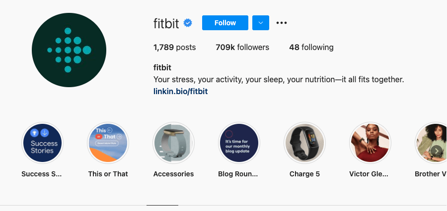 FitBit Instagram bio