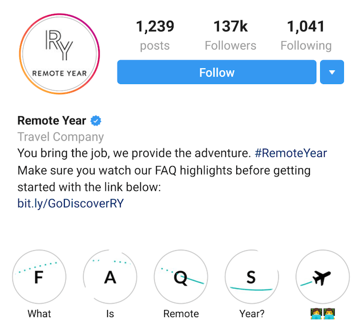 Travel Brands on Instagram - Remote year 1 - Sked Social