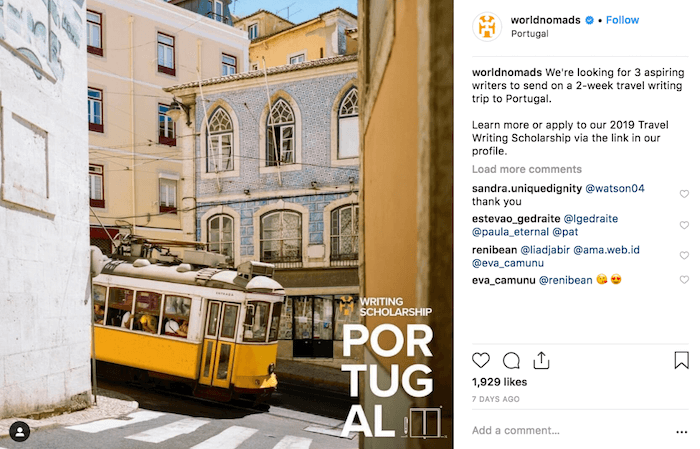 Travel Brands on Instagram - Worldnomads - Sked Social 1
