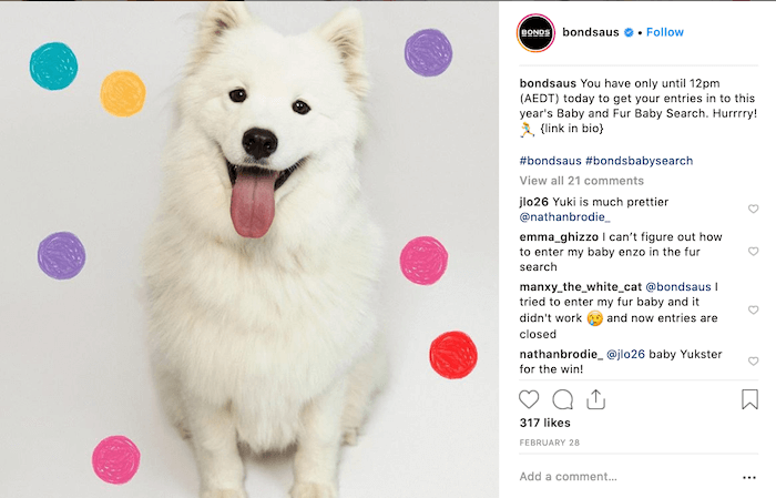 Fashion brands on Instagram - Bonds - Sked Social